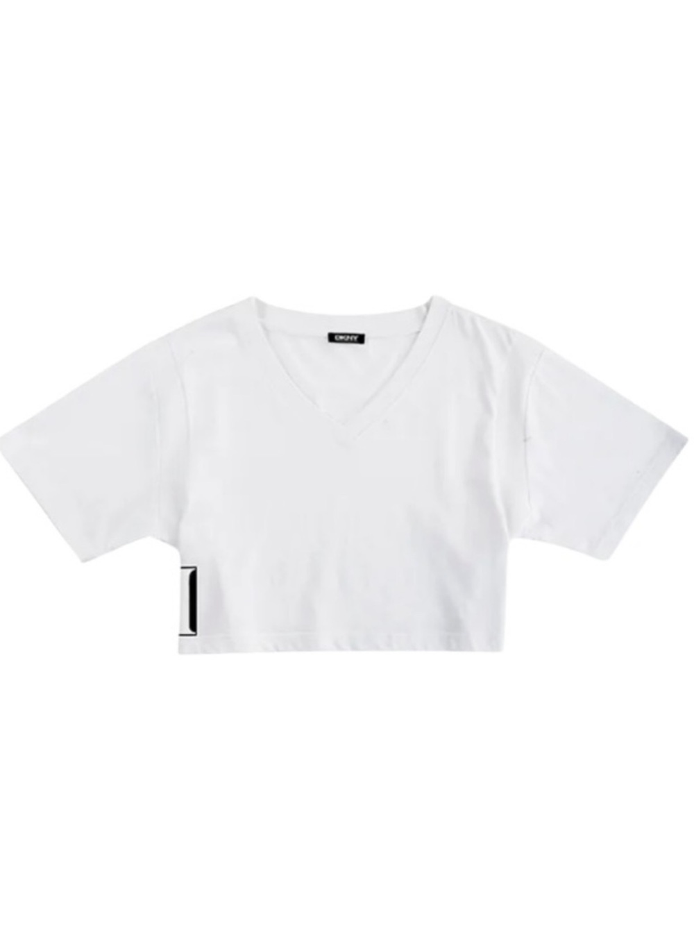 DKNY white cropped V-neck tee from Cara Delevingne collection, NWT Size Small